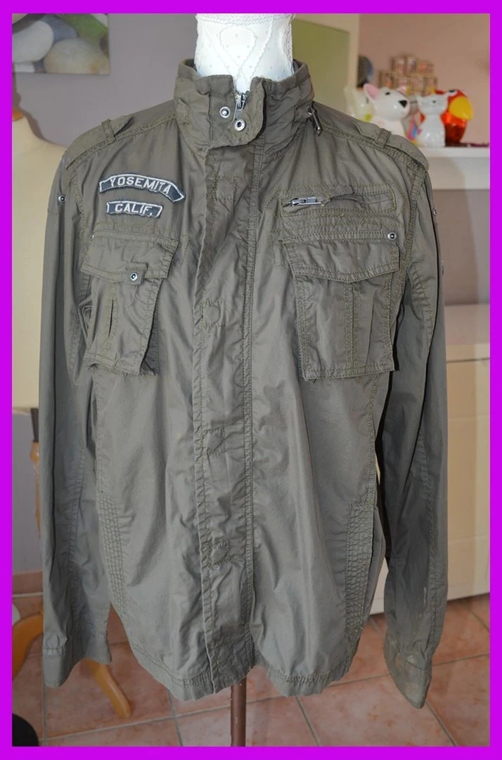 Veste militaire Kaporal 5 – M – Kaki – imprimé dos vintage